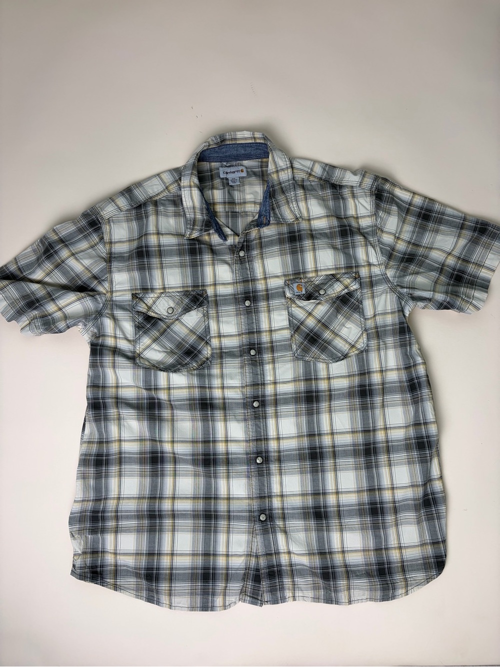 Carhartt Men’s 2XL Plaid Pearl Snap Short Sleeve Western Work Shirt